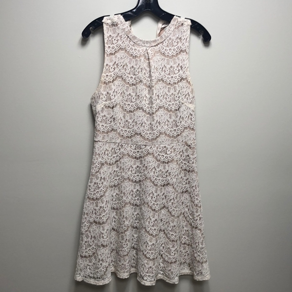 Love Fire White Pink Floral Dress Size Large